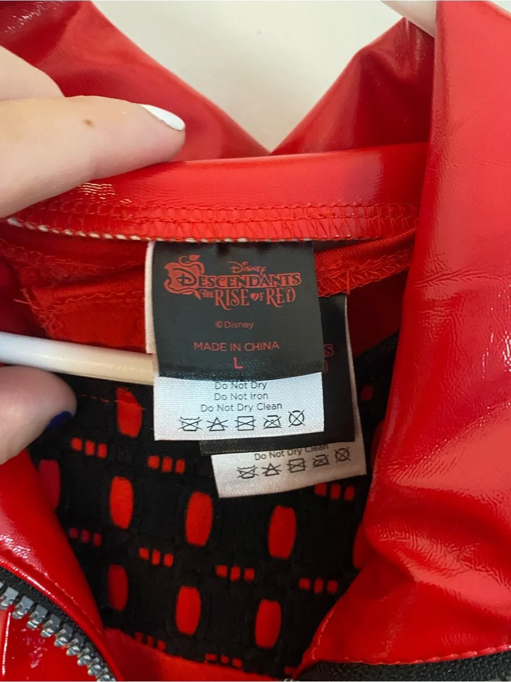 Disney Descendants Red Faux Leather Jacket with Black Inner Pattern